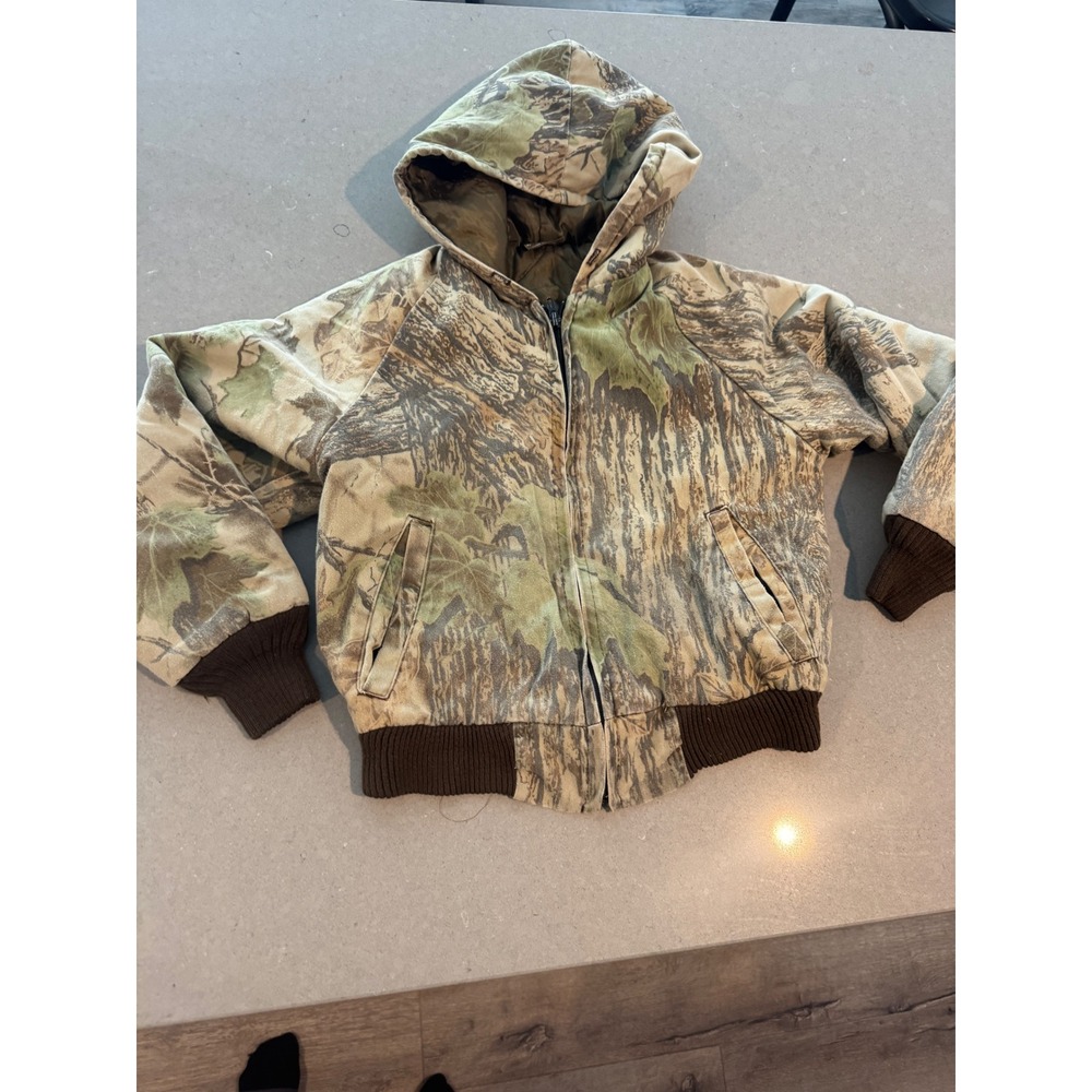 Kids Camo Full Zip Hooded Jacket Boys Girls Outdoor‎ Hunting Warm vintage